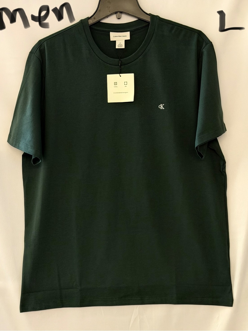 Calvin Klein Dark Green Short Sleeve Crew Tee with CK Chest Logo
